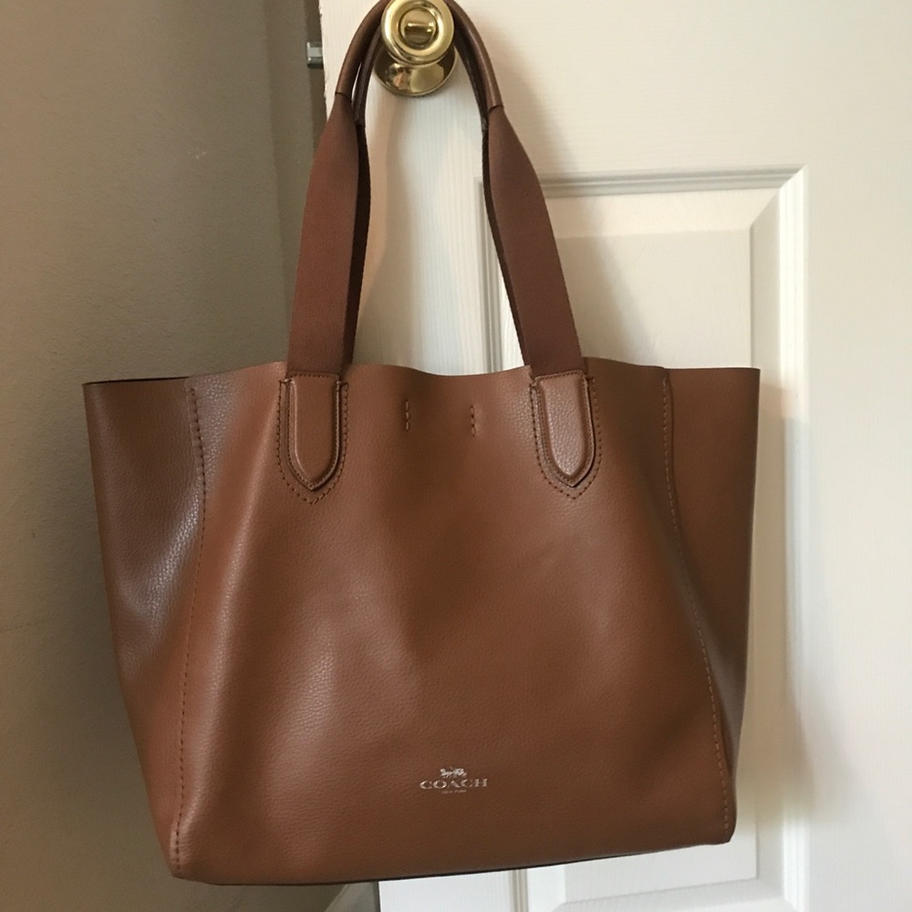 NEW Coach Derby Tote Saddle Pebble Leather